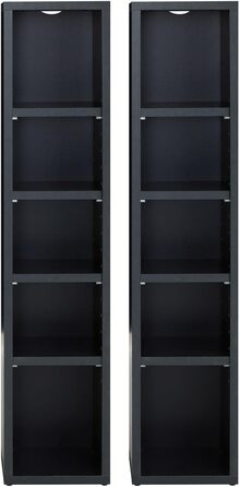 CARO-Furniture CD DVD Blu-ray Shelf Chart in Concrete Look – Two-Piece Media Shelf, Storage, CD Stand with 10 Compartments for up to 160 CDs, 20x187 cm (W x H) Concrete Dark