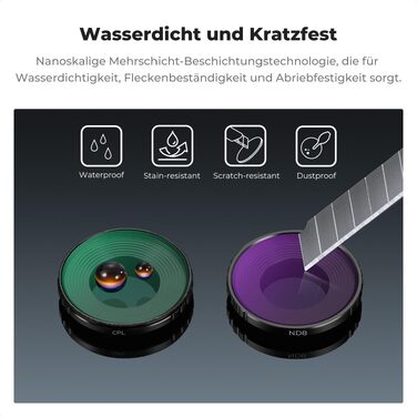 Набір ND-фільтрів K&F Concept для DJI Osmo Nano (ND8, ND16, ND32, ND64) — 4 шт., нейтральний світлофільтр з HD-скла та алюмінієвою рамою, FD151