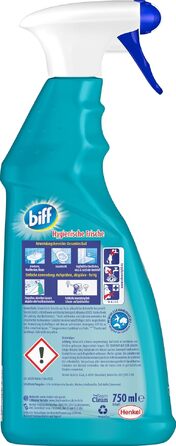 Засіб для чищення ванної кімнати Biff Bad Total Hygienische Frische проти вапна та бруду, гігієнічна свіжість, спрей 750 мл (набір 16 шт.)
