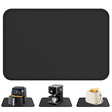 Термостійкий килимок під кавомашину Ankway 40x60 см, чорний, з силікону, антиковзаюча, водонепроникна