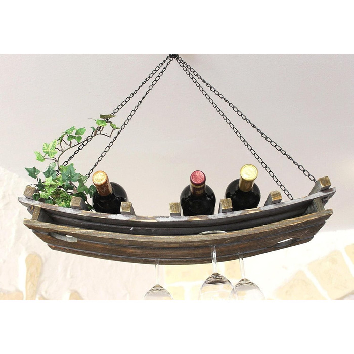 DanDiBo Wine Rack 5089 Ceiling Shelf made of Wood 65 cm Hanging Shelf Bottle Holder Bottle Shelf with Glass Holder Blanket