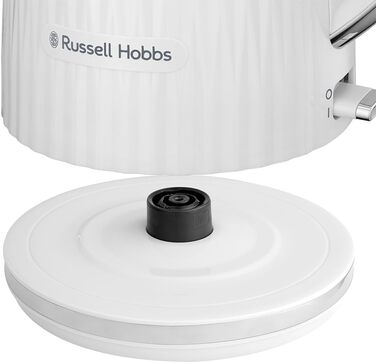 Russell Hobbs Kettle [1.7L 2400W] Eden White, Stainless Steel Accents (removable scale filter, lid opening with push button, water level indicator, illuminated switch, BPA free) Teapot 27360-70