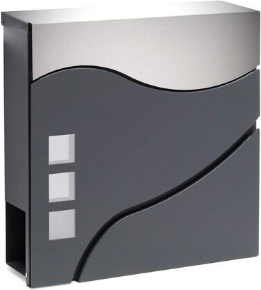 Поштовий ящик Verda з газетницею, 2 ключі, 37x37x11 см, нержавіюча сталь, дизайнерський настінний поштовий ящик, сучасний стиль