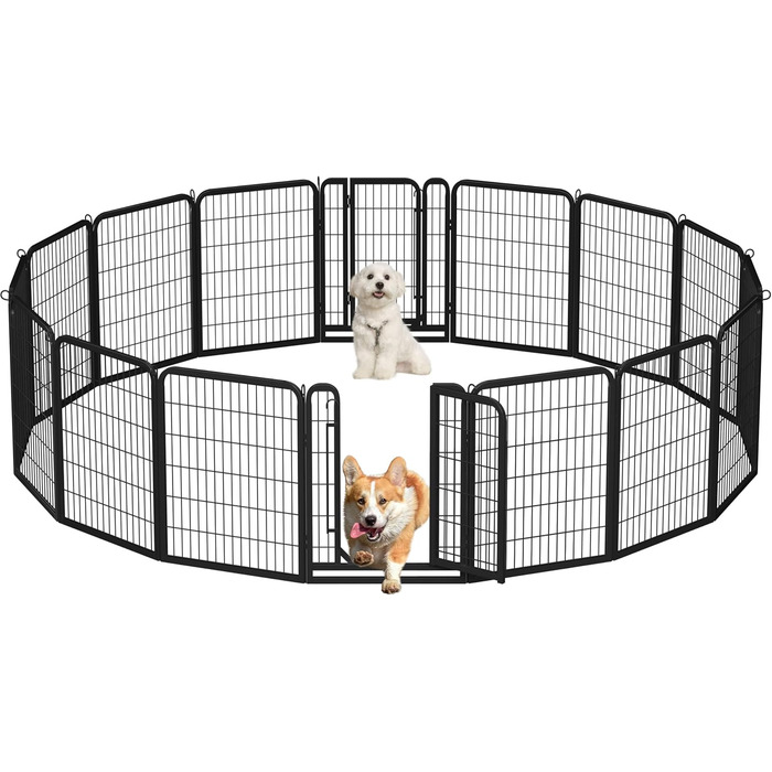 Yaheetech Folding Dog Playpen - 100cm High, 6-Panel, Portable Dog Kennel with Door for Indoor & Outdoor Use - Easy Assembly