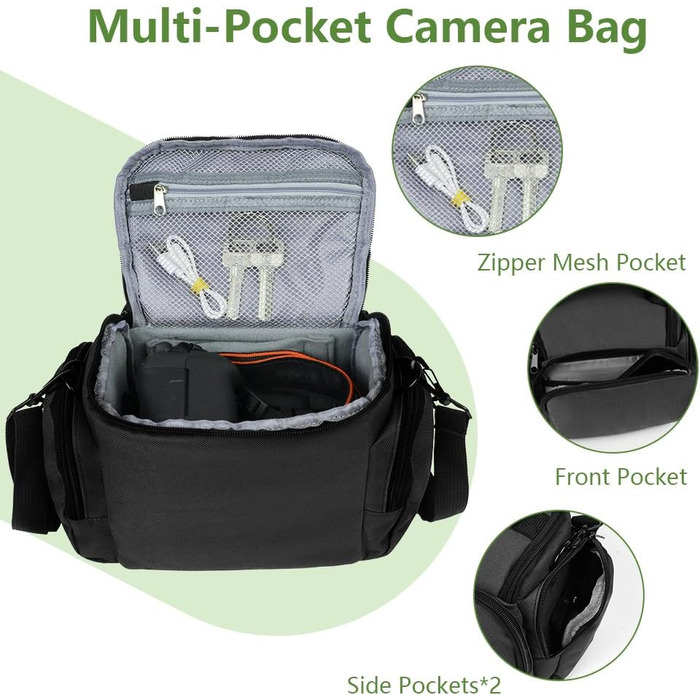 Сумка для камери Ainiv: фотосумка для DSLR/SLR камер Canon, Nikon, Sony (зелена/чорна)