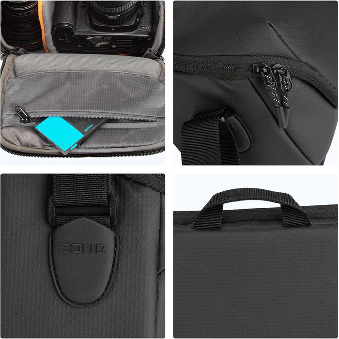 Чохол для камери TARION: водонепроникний, для DSLR та системних камер, з відділеннями для аксесуарів, чорний