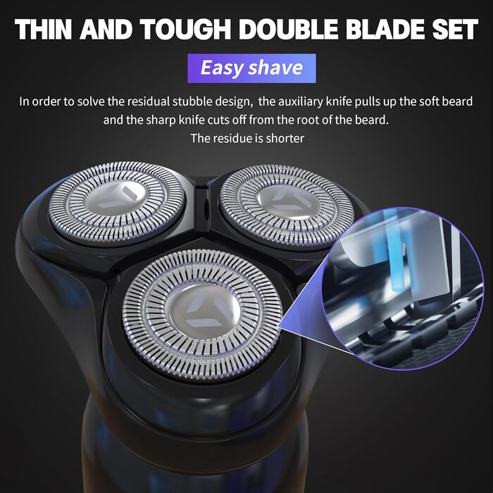 Електричний гоління для чоловіків Sejoy з 4D головкою, бездротовий, для мокрого та сухого гоління, потужний мотор