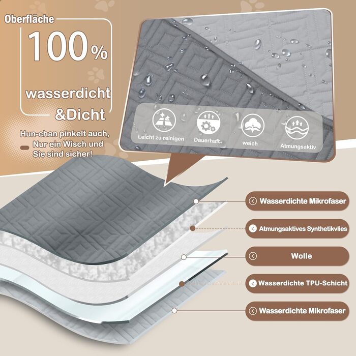 Водонепроникний килимок для собак GYURO, двосторонній, міцний, для дивану та ліжка, можна прати, для собак та котів (77*178CM, 208*208CM), сірий