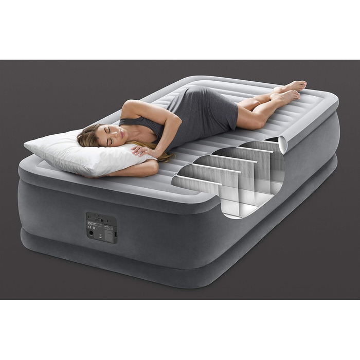 Надувний матрац Intex Comfort-Plush 230V односпальний (99x191x46 см) - комфортний для дому та відпочинку