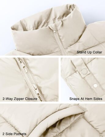 Легка стьобана жилетка Fengbay з пухом та стоячим коміром для осені та зими (Бежевий, M)