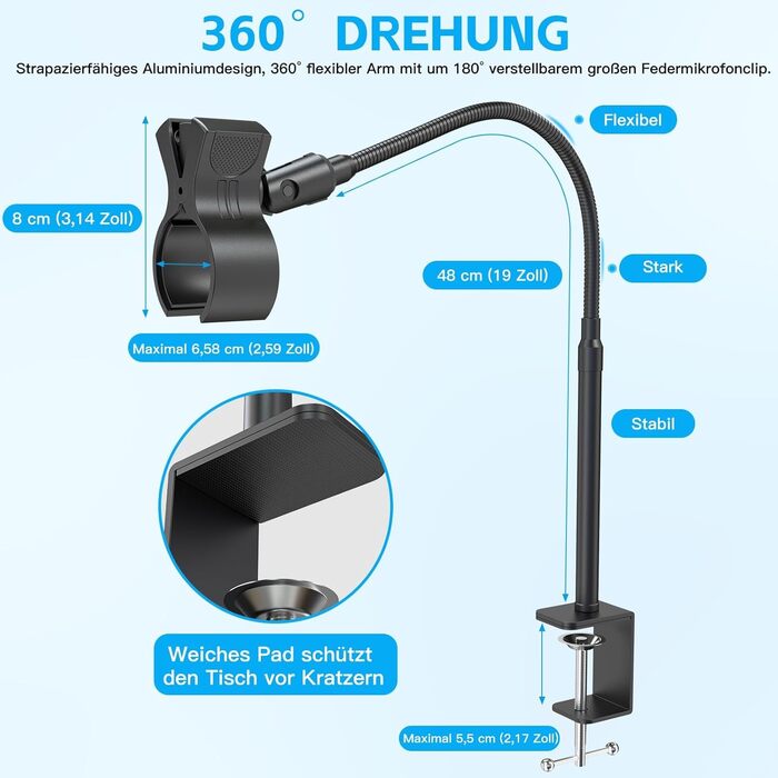 Кріплення для мікрофону Zealsound Hy20-19: регульований штатив-ластик з кріпленням, адаптер 3/8' - 5/8', для Blue Snowball, Ice, Spark, SoloCast