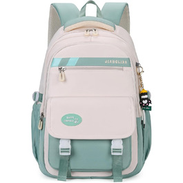 Дитячий рюкзак для школи: водонепроникний, нейлон, кілька відділень, легкий, для дівчаток та хлопчиків, для подорожей та спорту (зелений)