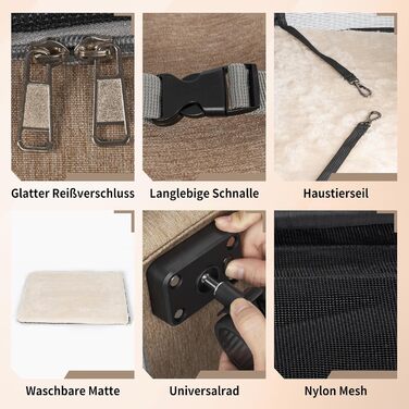 Транспортувальна сумка для тварин на колесах, для котів та маленьких собак, 4-в-1, рюкзак, дихаюча, хакі