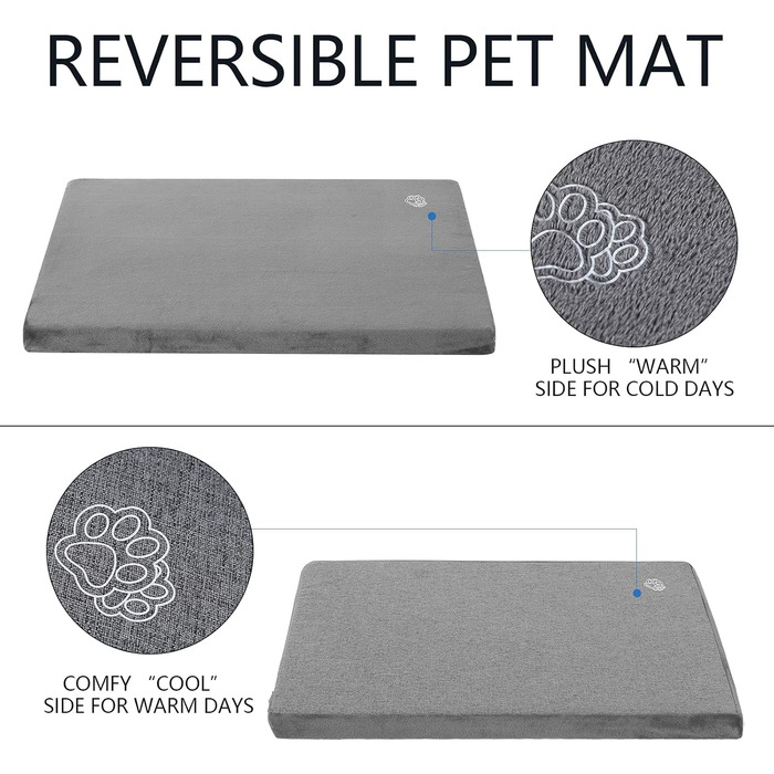 EMPSIGN Dog Bed for Large Dogs, Washable Dog Cushion, Waterproof Dog Bed L 89x56cmx7.6cm, Dog Cushion Suitable for Cages, Dog Mat with Removable and Washable Cover for Large Dogs, Grey (XXL (119*74*5.8cm))