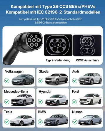 Wallbox 11 кВт з APP та RFID – Зарядний пристрій для електромобілів Typ 2 400V, 6-16A, кабель 8м з тримачем, RCD Typ B, IP54, програмування часу – для BEV/PHEV