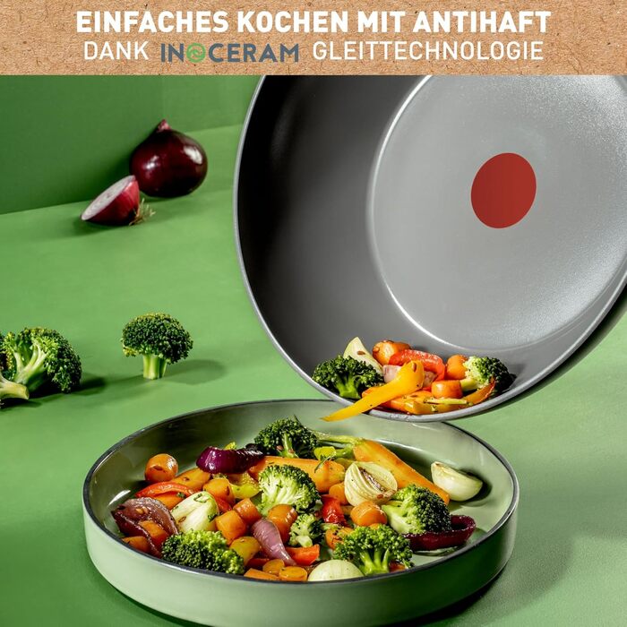 Wok Tefal Renew C42704 28 см з керамічним покриттям Thermo-Signal, сірий - екологічна перероблена жаровня для всіх типів плит, включаючи індукцію