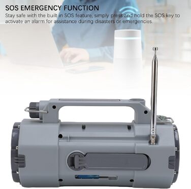 Сонячний радіоприймач з ручним заводом Cuifati Notofio 5000mAh з AM/FM/SW/VHF/WB NOAA, USB-C, Power Bank, SOS, ліхтарик для кемпінгу та виживання