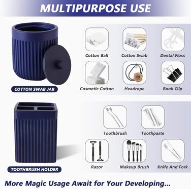 Набір аксесуарів для ванної кімнати XLHOMO, 5 шт. з штучного каміння: диспенсер для мила/лосьйону, тримач для зубних щіток, чашка, тримач для ватних паличок, піднос для косметики. Організатор для дому, світло-морський колір