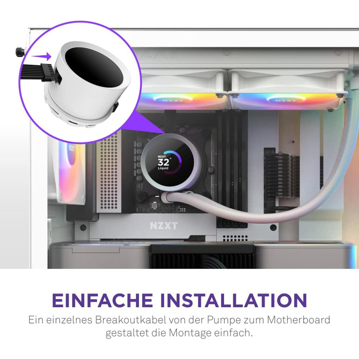 NZXT Kraken RGB 240 - Рідинна система охолодження CPU з LCD-дисплеєм, білий, 2023