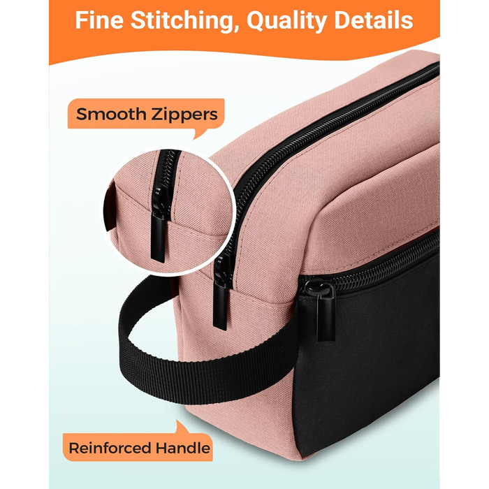 Чоловіча дорожня туалетна сумка, водонепроникна, з кишенею для бритви та ручкою, органайзер для косметики, для спортзалу, душу, ванної кімнати, подарунок для чоловіків, чорно-сіра (чорний & рожевий)