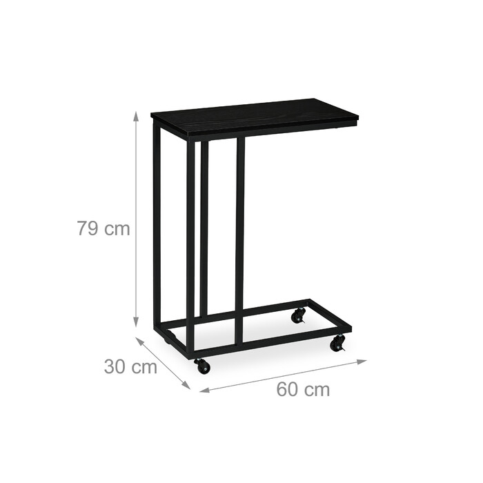 Relaxdays C-Shaped Side Table with Wheels