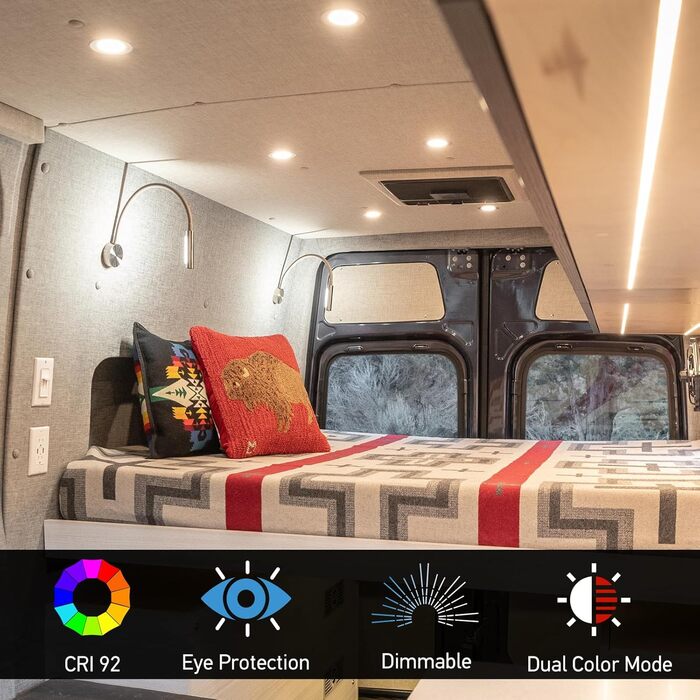 Світлодіодна лампа для кемпера Acegoo 12V/24V з USB зарядкою, червоним нічником, димуванням та гнучким кронштейном