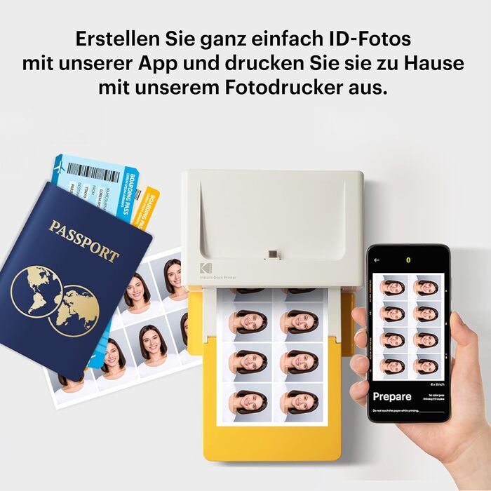 Фотодрук Kodak Dock Plus 4PASS: портативний принтер для фото 10x15 см + 10 аркушів жовтого паперу