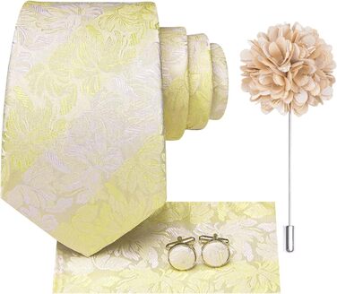 Краватка чоловіча Hi-Tie класична з краватковою галстуком та нагрудною хустиною (бежевий, слонова кістка)