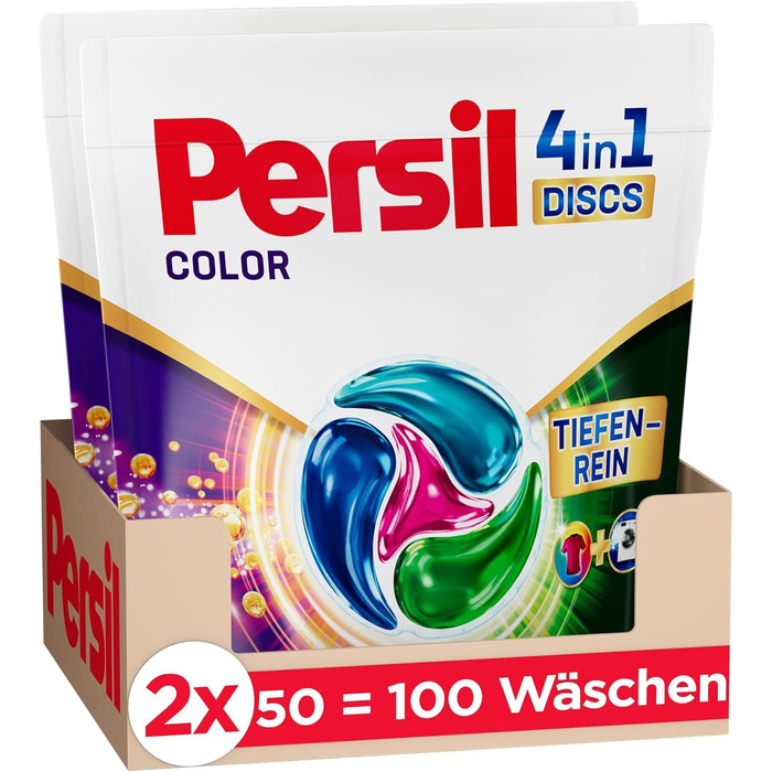Капсули для прання Persil Color 4in1 DISCS, пральний засіб з технологією глибокого очищення для кольорових речей, 100 прань