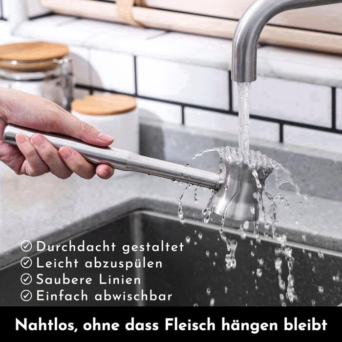 Ніж для відбивання м'яса Fleischklopfer з нержавіючої сталі, подвійний, для стейків, курки, свинини та яловичини, кухонний інструмент з 5-річною гарантією