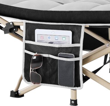 Ліжко складане Yaheetech з матрацом для кемпінгу, сіре (191x67 см, до 150 кг) + Чохол та кишені