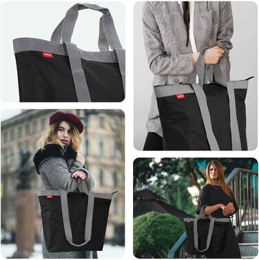 Achilles shopping bag, leisure bag, tote bag made of polyester with zipper, washable & reusable for shopping, sports, pool, beach, 51 cm x 20 cm x 40 cm