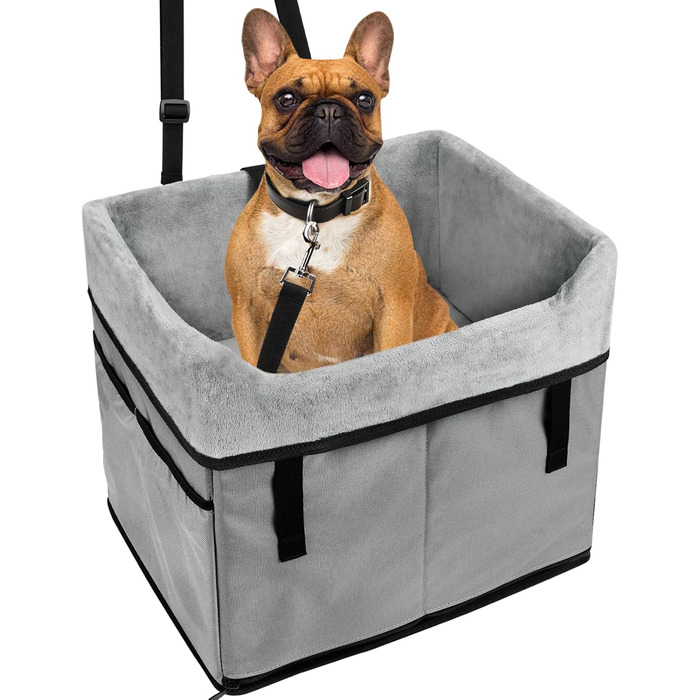 Автокрісло для собак маленьких порід, переноска-бустер для собак до 11,3 кг (сірий)