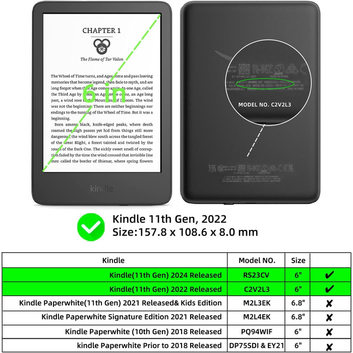 Чохол для Kindle 6' (2024/2022) WALNEW: PU шкіра, авто-сон/пробудження, Smart Cover для Ebook-Reader Kindle 6 дюймів