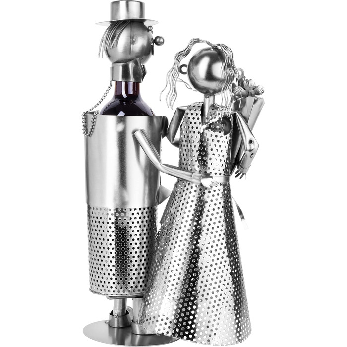 BRUBAKER Wine Holder Wedding Couple Metal Sculpture Gift with Gift Card