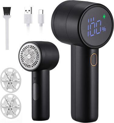 Електричний видалення ворсу Kssvzz: бездротовий зрізувач ворсу для одягу, 3 швидкості, LED-дисплей, USB-зарядка, 2 змінні леза