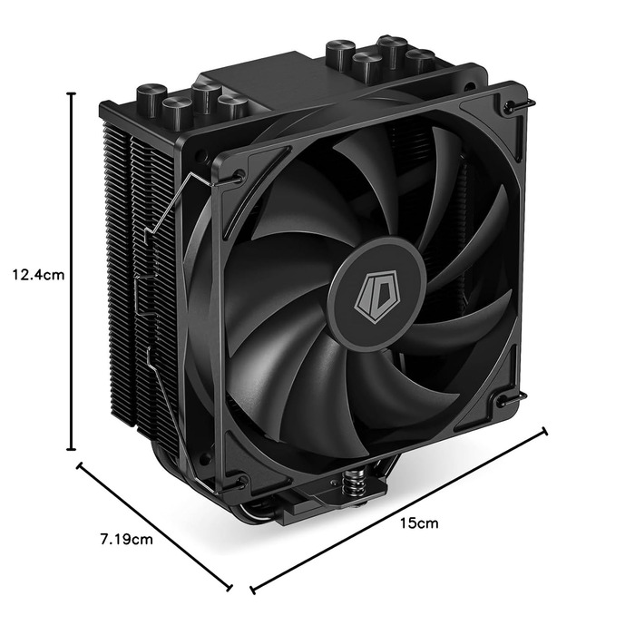 ID-COOLING SE-214-XT Black: Кулер CPU з чорним дизайном, 4 теплові трубки, 120мм вентилятор, сумісний з LGA1700/1851/1200/115X, AMD AM5/AM4