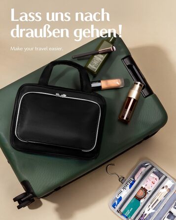 Косметичка для подорожей з петлею для підвішування для жінок – водонепроникна, з прозорим вікном, легка, рожева, середнього розміру (30x23x10 см)