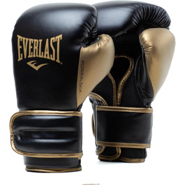 Боксерські рукавички Everlast Powerlock 2R, 12 oz, чорний/золотий – для спарингу, тренування на боксерському мішку, з підтримкою зап'ястя, 4-шаровий шар, оригінальна екіпіровка Everlast