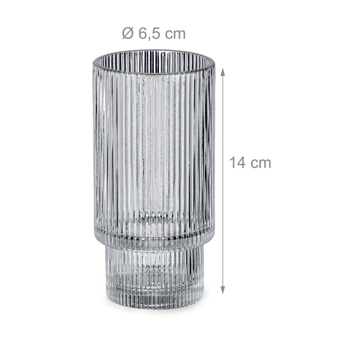 Relaxdays Decorative Glasses, Ribbed, Set of 4