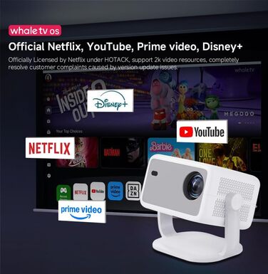 LQWELL HY300 PRO Mini Beamer: портативний проєктор 4K/1080p з Android 11, WiFi 6, Bluetooth 5.0, Airplay/Miracast, для Android/iPhone/PC/Mac/Switch