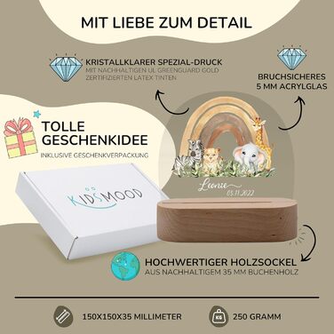 Night light for children with custom names, personalized dimmable night lamp - With a cute animal motif as personalized gifts for children for baptisms, birthdays, Easter & baby gifts