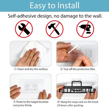 Набір з 2 штук тримач для мила з нержавіючої сталі 304, для душу, ванної кімнати та кухні, настінний, без свердління, самоклеючий з гачком та підставкою для мила (Чорний)