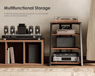 HiFi тумба FITUEYES для вінілу та аудіотехніки з полицями, 61x52x78 см - коричнева