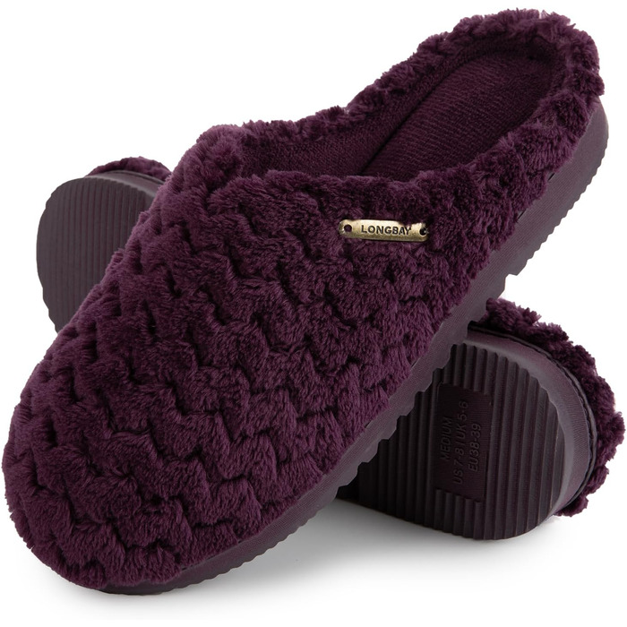 Домашні тапочки LongBay для жінок з меморі-піною та плюшем, антиковзаючі (38/39 EU, фіолетові)