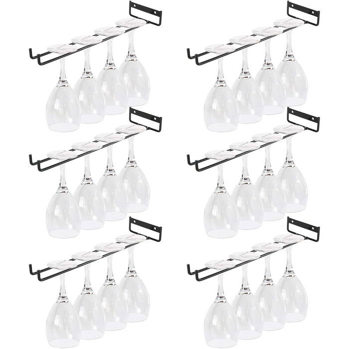 Тримачі для келихів VIDETOL (6 шт.) - металеві, підвісні, для шафи, бару, кухні