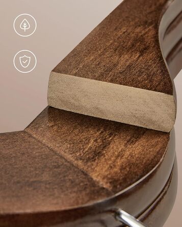 Плечики для одягу SONGMICS, 20 шт., з масиву дерева, з вирізами для плечей, неслизький тримач для штанів, обертовий гачок на 360°, для костюмів, сорочок, натуральний колір + срібловий