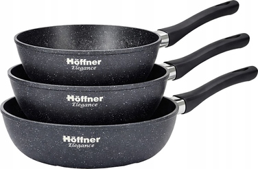 Набір сковорідок Hoffner 20/24/28 см, чорний, з антипригарним покриттям