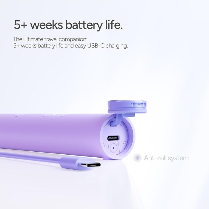 Електрична зубна щітка Ordo Sonic Lite Лаванда: 35 000 імпульсів/хв, 2 режими, до 5 тижнів роботи, Smart-таймер, водонепроникна, USB-C