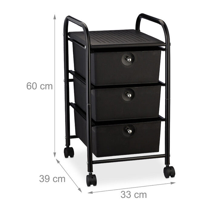 Relaxdays Rolling Cart with 3 Drawers
